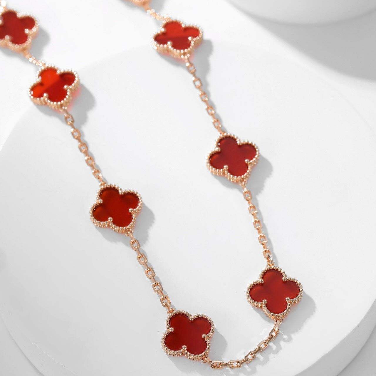 [Revel Jewelry]CLOVER 10 MOTIFS CARNELIAN NECKLACE