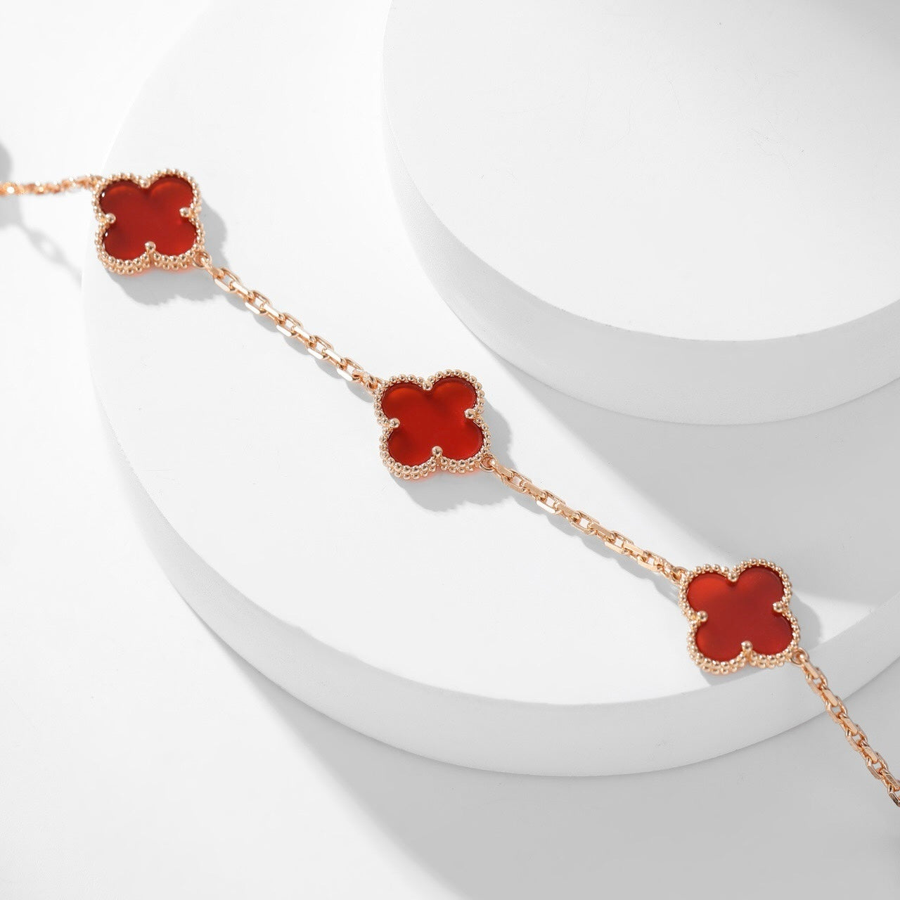[Revel Jewelry]CLOVER 10 MOTIFS CARNELIAN NECKLACE