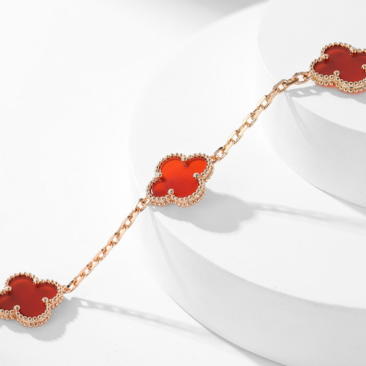 [Revel Jewelry]CLOVER 10 MOTIFS CARNELIAN NECKLACE