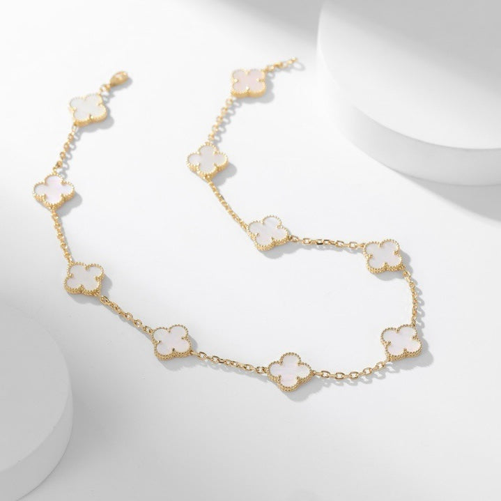 [Revel Jewelry]CLOVER 10 MOTIFS WHITE MOTHER OF PEARL NECKLACE