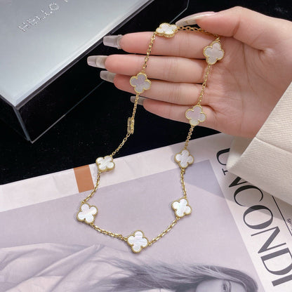 [Revel Jewelry]CLOVER 10 MOTIFS WHITE MOTHER OF PEARL NECKLACE