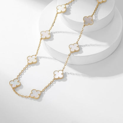 [Revel Jewelry]CLOVER 10 MOTIFS WHITE MOTHER OF PEARL NECKLACE