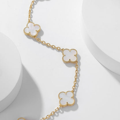 [Revel Jewelry]CLOVER 10 MOTIFS WHITE MOTHER OF PEARL NECKLACE