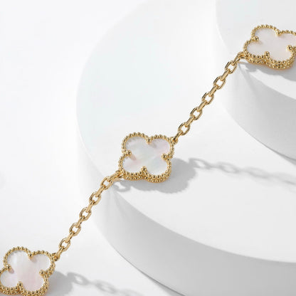 [Revel Jewelry]CLOVER 10 MOTIFS WHITE MOTHER OF PEARL NECKLACE