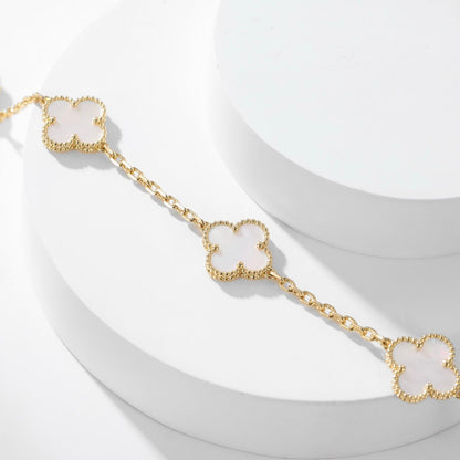 [Revel Jewelry]CLOVER 10 MOTIFS WHITE MOTHER OF PEARL NECKLACE