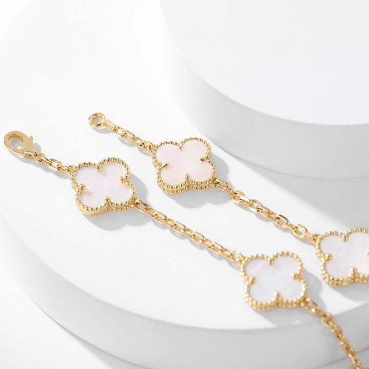 [Revel Jewelry]CLOVER 10 MOTIFS WHITE MOTHER OF PEARL NECKLACE