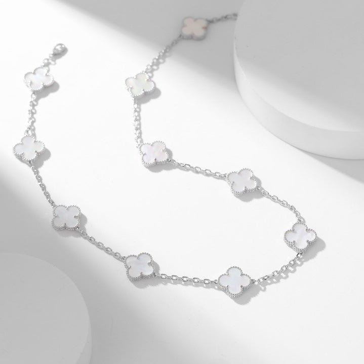 [Revel Jewelry]CLOVER 10 MOTIFS WHITE MOTHER OF PEARL NECKLACE