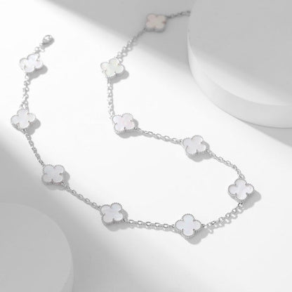 [Revel Jewelry]CLOVER 10 MOTIFS WHITE MOTHER OF PEARL NECKLACE