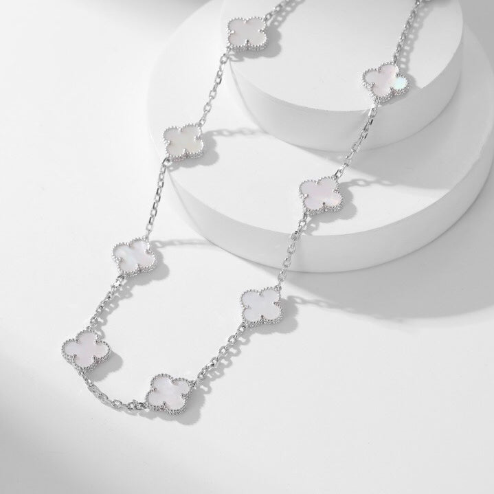 [Revel Jewelry]CLOVER 10 MOTIFS WHITE MOTHER OF PEARL NECKLACE