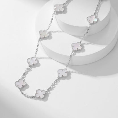 [Revel Jewelry]CLOVER 10 MOTIFS WHITE MOTHER OF PEARL NECKLACE