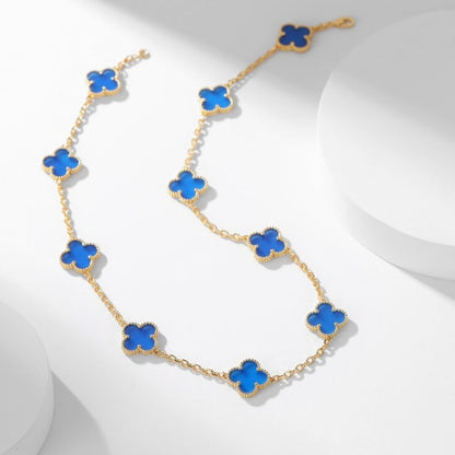 [Revel Jewelry]CLOVER 10 MOTIFS BLUE AGATE NECKLACE