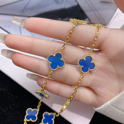[Revel Jewelry]CLOVER 10 MOTIFS BLUE AGATE NECKLACE