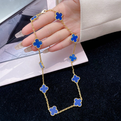 [Revel Jewelry]CLOVER 10 MOTIFS BLUE AGATE NECKLACE