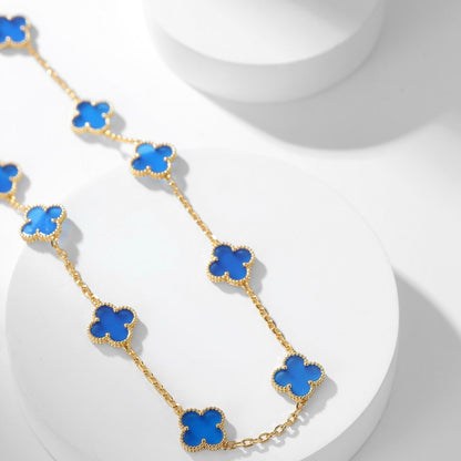 [Revel Jewelry]CLOVER 10 MOTIFS BLUE AGATE NECKLACE