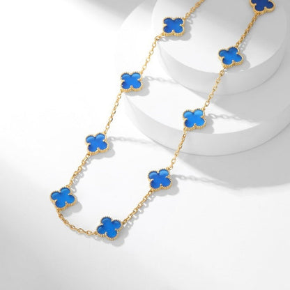 [Revel Jewelry]CLOVER 10 MOTIFS BLUE AGATE NECKLACE