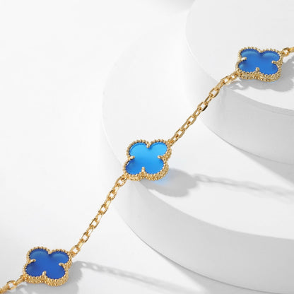 [Revel Jewelry]CLOVER 10 MOTIFS BLUE AGATE NECKLACE