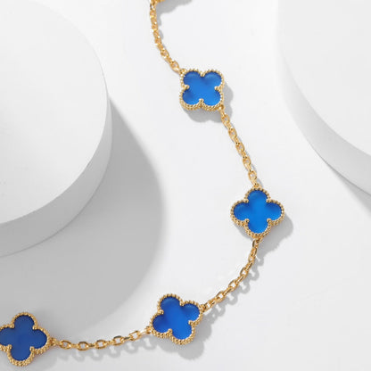 [Revel Jewelry]CLOVER 10 MOTIFS BLUE AGATE NECKLACE