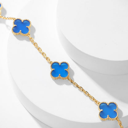 [Revel Jewelry]CLOVER 10 MOTIFS BLUE AGATE NECKLACE