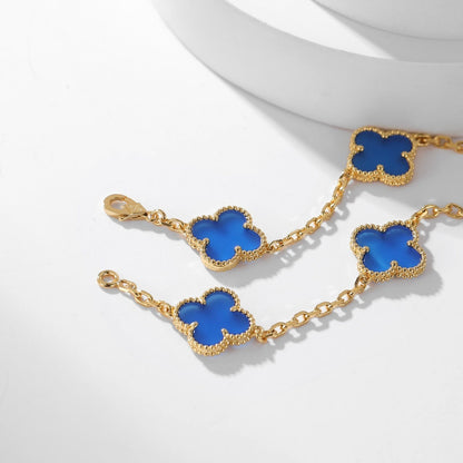 [Revel Jewelry]CLOVER 10 MOTIFS BLUE AGATE NECKLACE