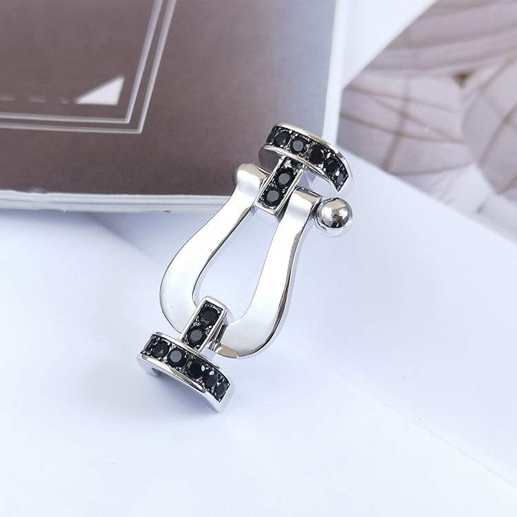 [Revel Jewelry]FORCE LARGE HORSESHOE BLACK DIAMOND BRACELET SILVER