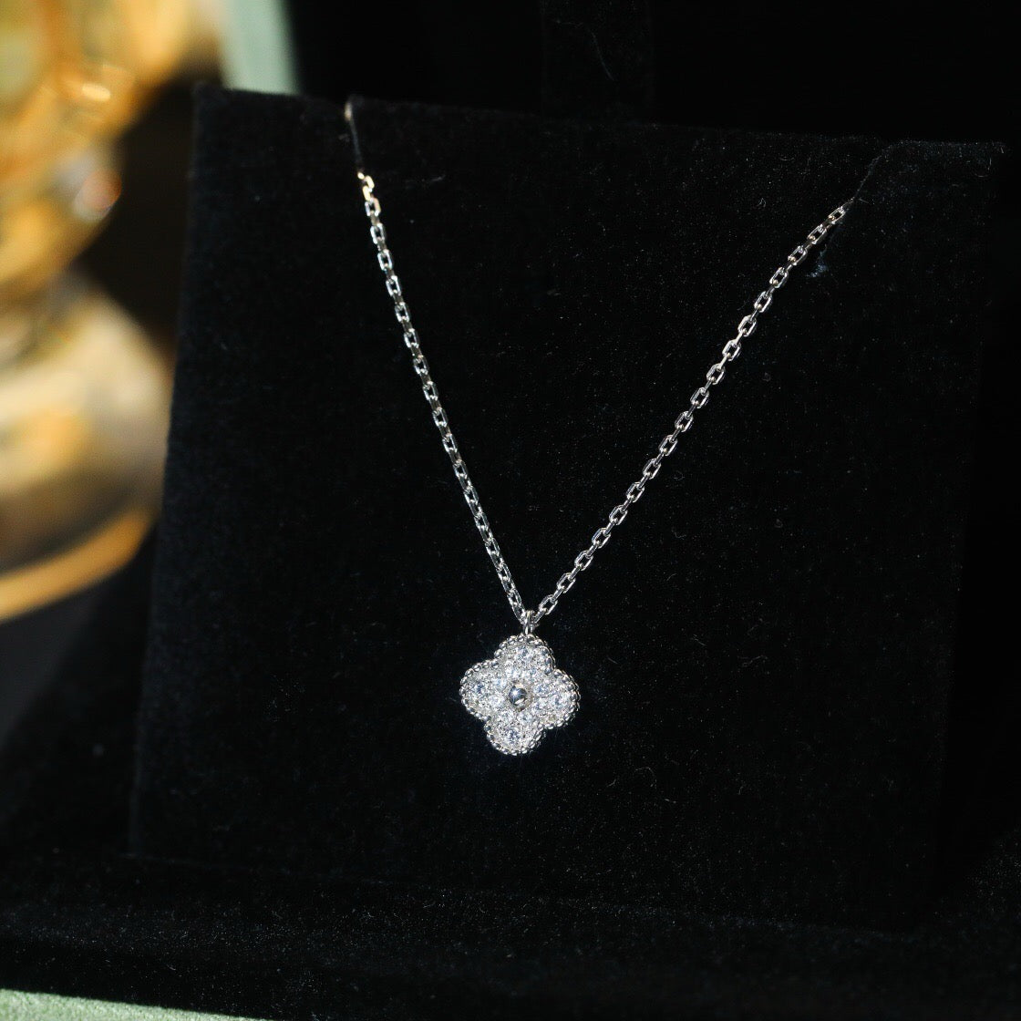 [Revel Jewelry]CLOVER MINI 9.5MM PENDANT DIAMOND NECKLACE