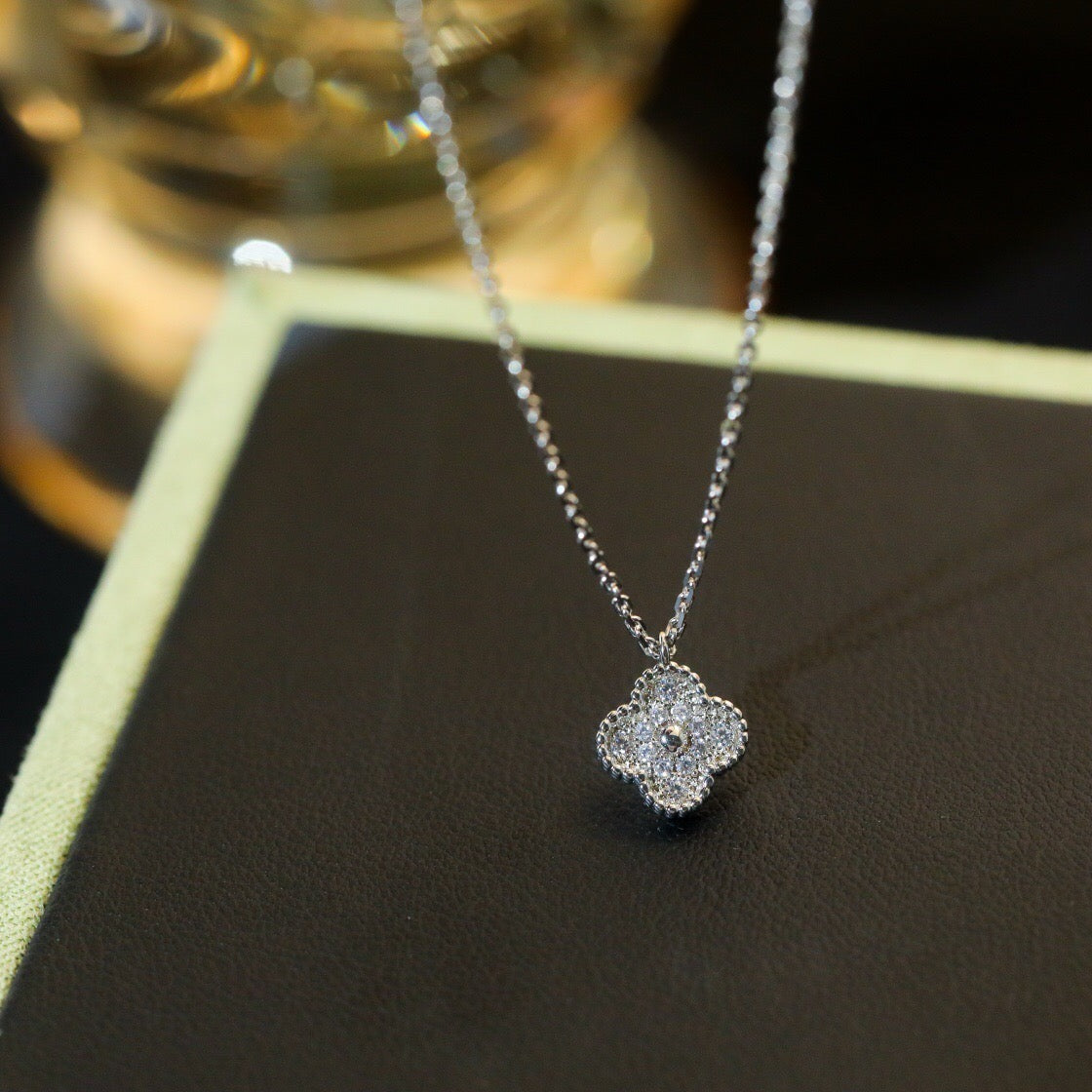 [Revel Jewelry]CLOVER MINI 9.5MM PENDANT DIAMOND NECKLACE