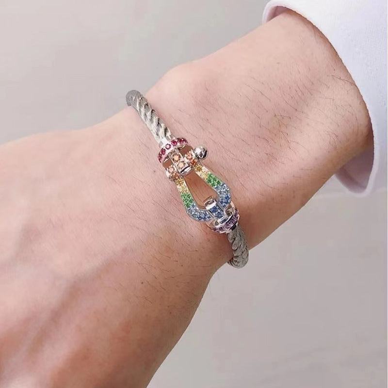 [Revel Jewelry]FORC LARGE HORSESHOE  COLORED DIAMOND BRACELET SILVER