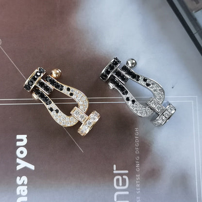 [Revel Jewelry]FORCE LARGE HORSESHOE BLACK WHITE DIAMOND BRACELET ROSE GOLD