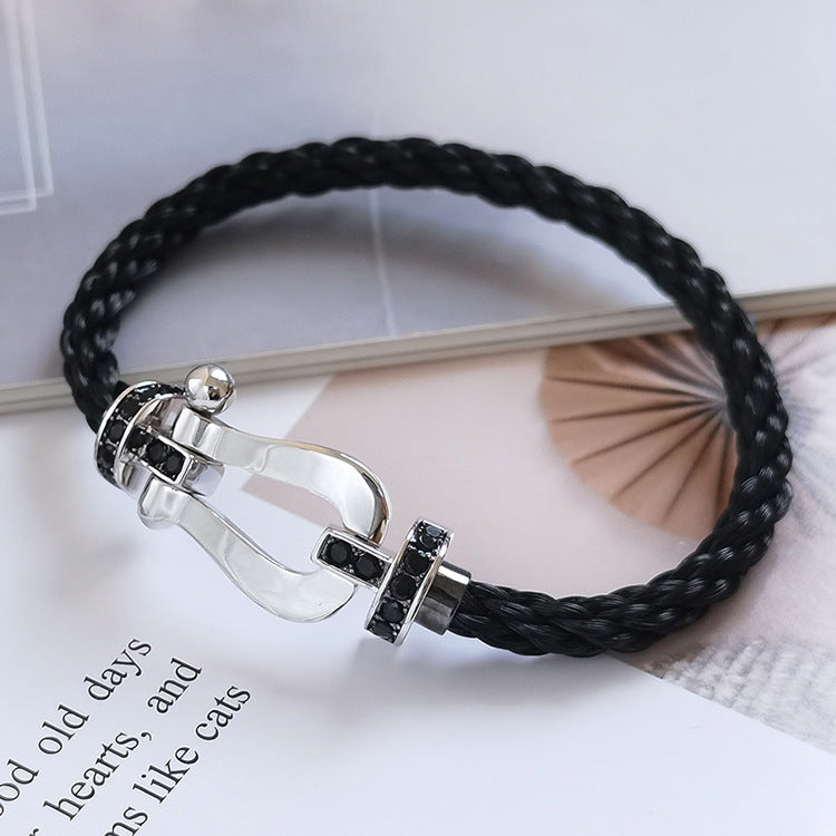 [Revel Jewelry]FORCE LARGE HORSESHOE BLACK DIAMOND BRACELET SILVER