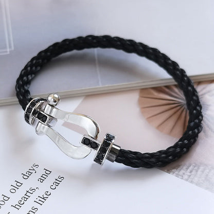 [Revel Jewelry]FORCE LARGE HORSESHOE BLACK DIAMOND BRACELET SILVER