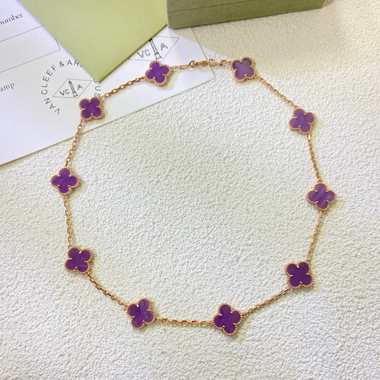 [Revel Jewelry]CLOVER 10 MOTIFS  PURPLE VIOLET  NECKLACE
