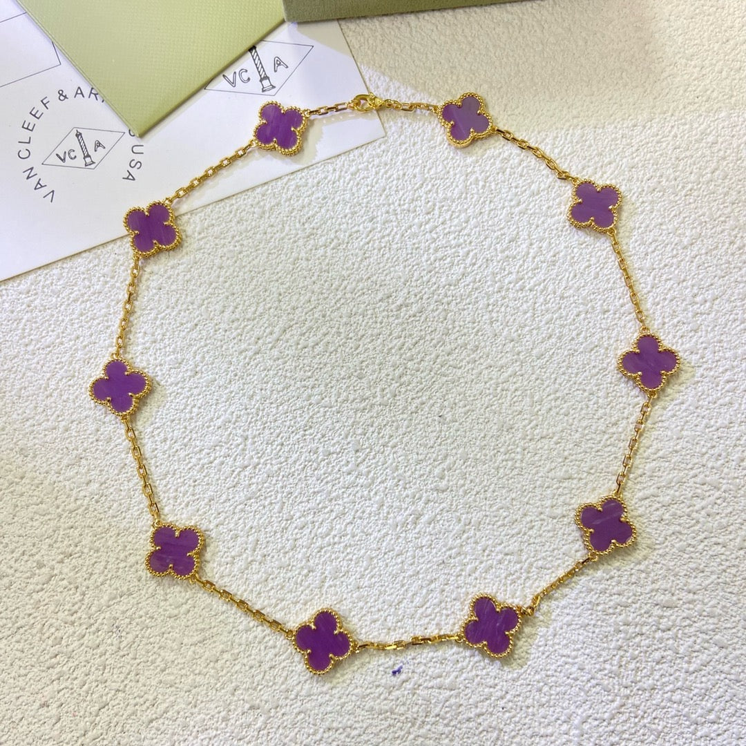 [Revel Jewelry]CLOVER 10 MOTIFS  PURPLE VIOLET  NECKLACE
