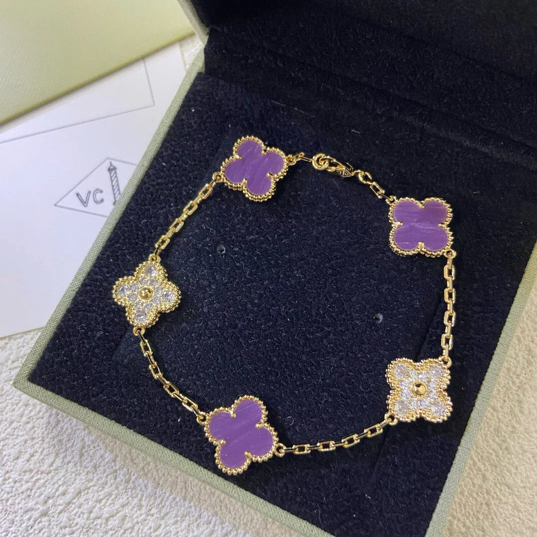 [Revel Jewelry] CLOVER 5 MOTIF VIOLET BRACELET COLLECTION