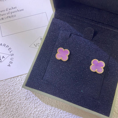 [Revel Jewelry] クローバー ミニ 9.5MM パープル バイオレット イヤリング