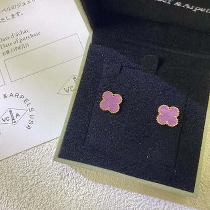 [Revel Jewelry] クローバー ミニ 9.5MM パープル バイオレット イヤリング