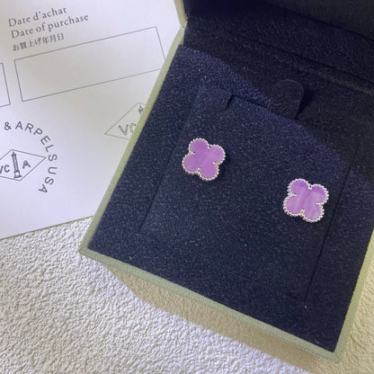 [Revel Jewelry] クローバー ミニ 9.5MM パープル バイオレット イヤリング
