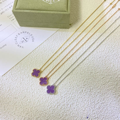 [Revel Jewelry]CLOVER 15MM  PURPLE VIOLET NECKLACE