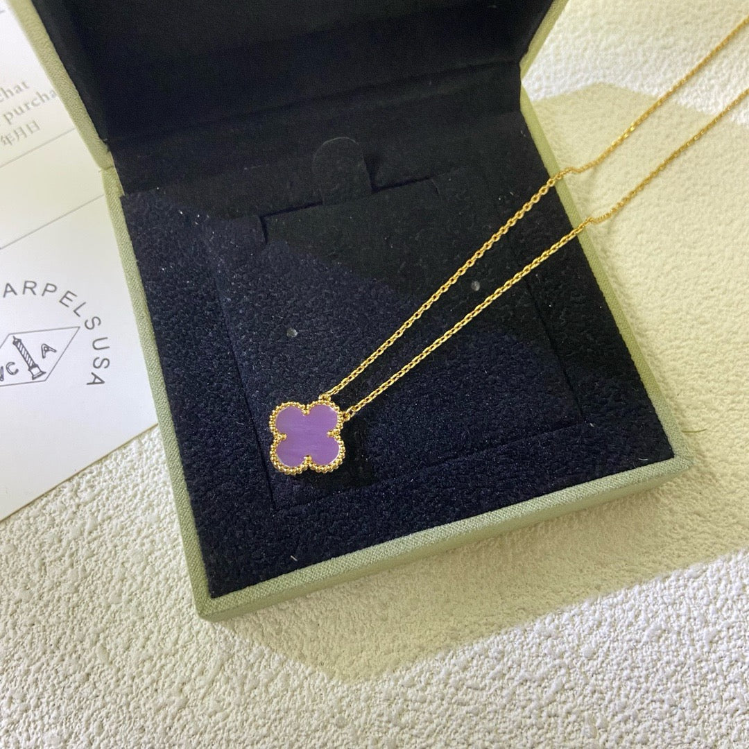 [Revel Jewelry]CLOVER 15MM  PURPLE VIOLET NECKLACE