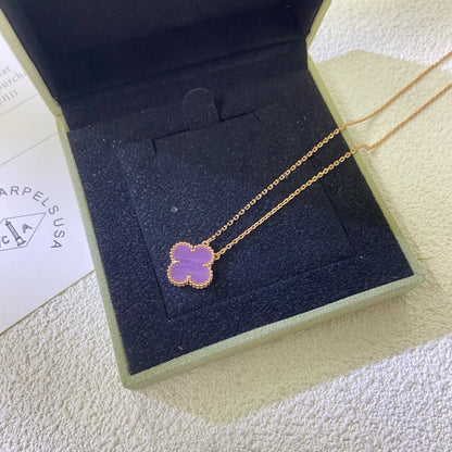[Revel Jewelry]CLOVER 15MM  PURPLE VIOLET NECKLACE