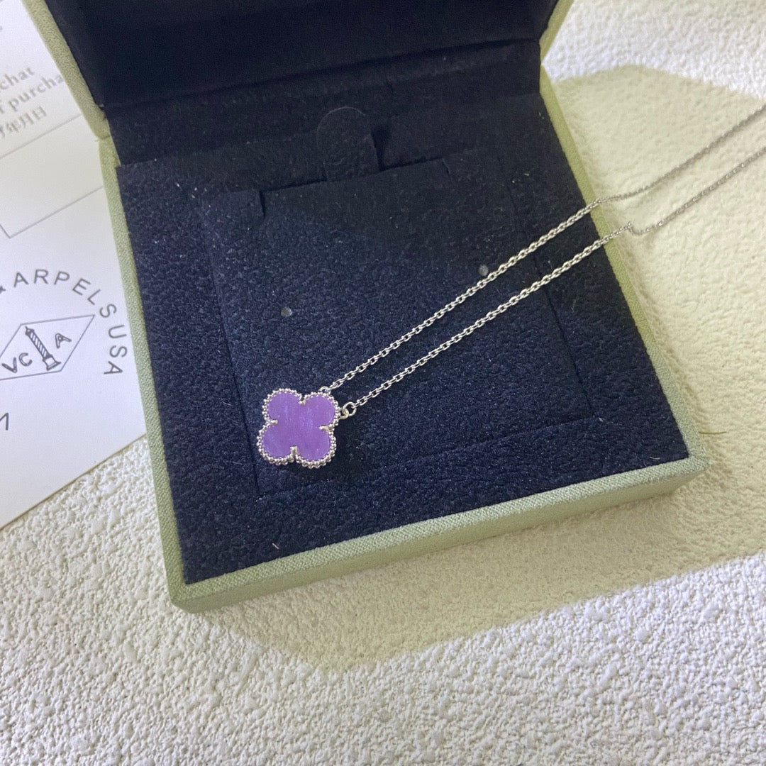 [Revel Jewelry]CLOVER 15MM  PURPLE VIOLET NECKLACE