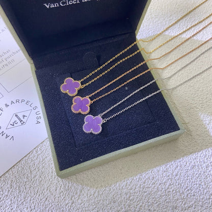 [Revel Jewelry]CLOVER 15MM  PURPLE VIOLET NECKLACE