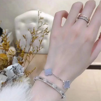 [Revel Jewelry] CLOVER 5 MOTIF PURPLE CHALCEDONY BRACELET COLLECTION