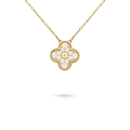 [Revel Jewelry]CLOVER 15MM DIAMOND SINGLE FLOWER NECKLACE