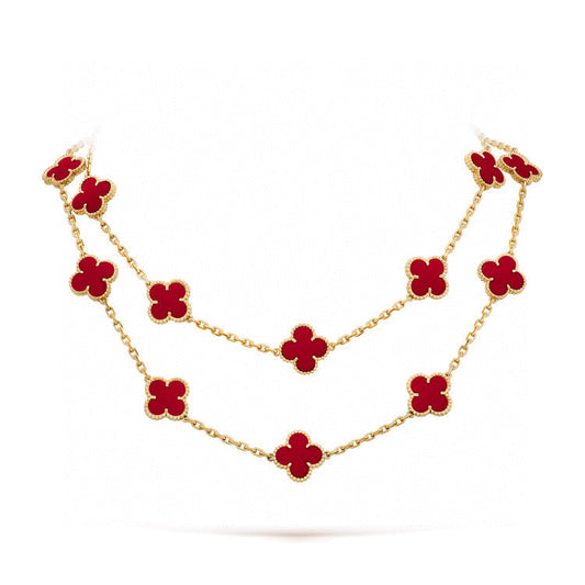 [Revel Jewelry]CLOVER 20 MOTIFS CARNELIAN NECKLACE
