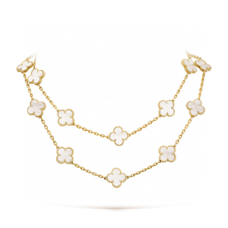 [Revel Jewelry]CLOVER 20 MOTIFS WHITE MOP NECKLACE