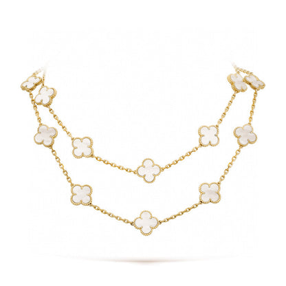 [Revel Jewelry]CLOVER 20 MOTIFS WHITE MOP NECKLACE