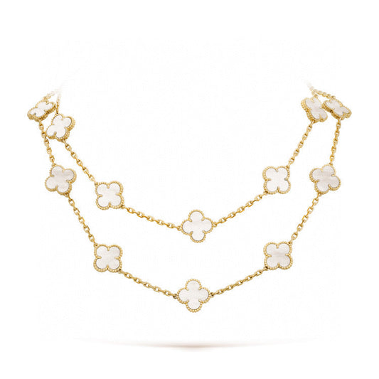 [Revel Jewelry]CLOVER 20 MOTIFS WHITE MOP NECKLACE