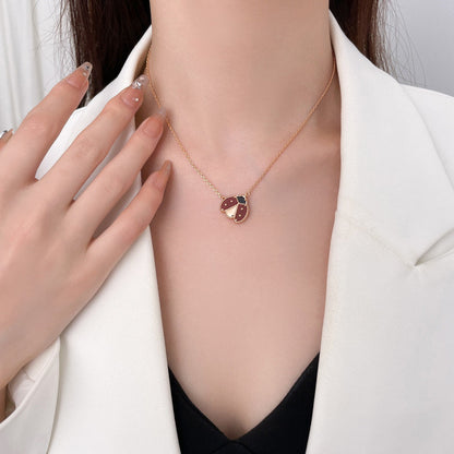 [Revel Jewelry]LUCKY  CARNELIANS LADYBUG NECKLACE