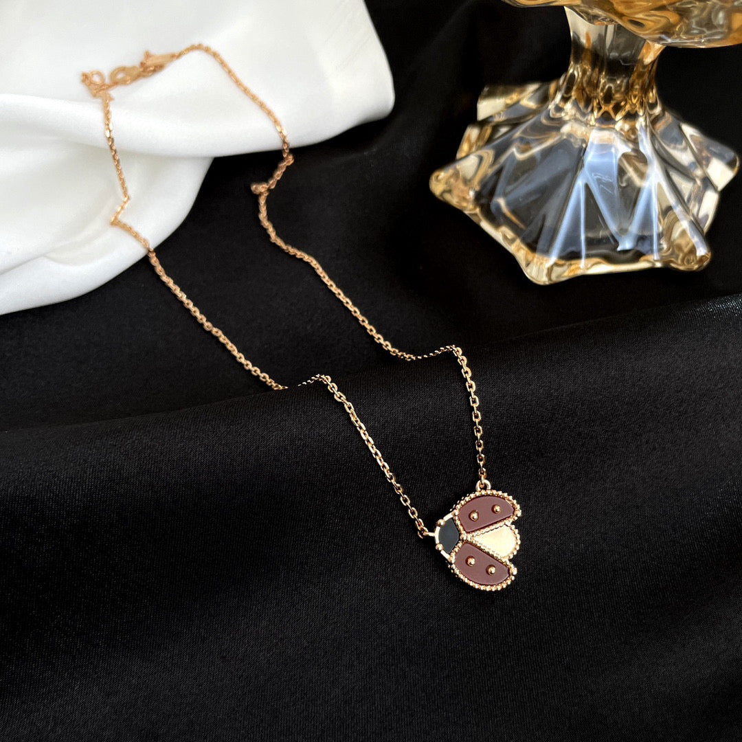 [Revel Jewelry]LUCKY  CARNELIANS LADYBUG NECKLACE