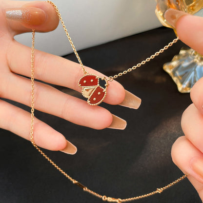 [Revel Jewelry]LUCKY  CARNELIANS LADYBUG NECKLACE